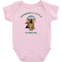 Load image into Gallery viewer, Grandma&#39;s Little Foundling Mandalorian Inspired Jumpsuit Unisex Baby Infant Preemie - www.ChallengeCoinCreations.com