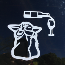 Load image into Gallery viewer, Baby Yoda The Child Grogu Using the Force Wine Car Decal Sticker Disney Mandalorian - www.ChallengeCoinCreations.com