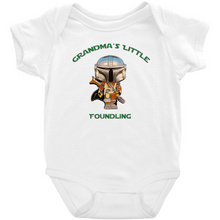 Load image into Gallery viewer, Grandma&#39;s Little Foundling Mandalorian Inspired Jumpsuit Unisex Baby Infant Preemie - www.ChallengeCoinCreations.com