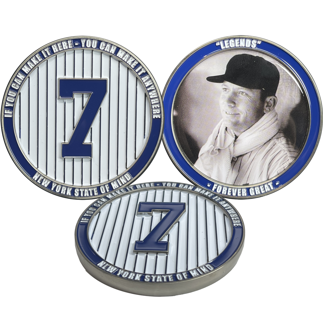The Mick New York Jersey Mickey Mantle 7 Legends Forever Great LFG challenge coin NYPD BL15-005 - www.ChallengeCoinCreations.com
