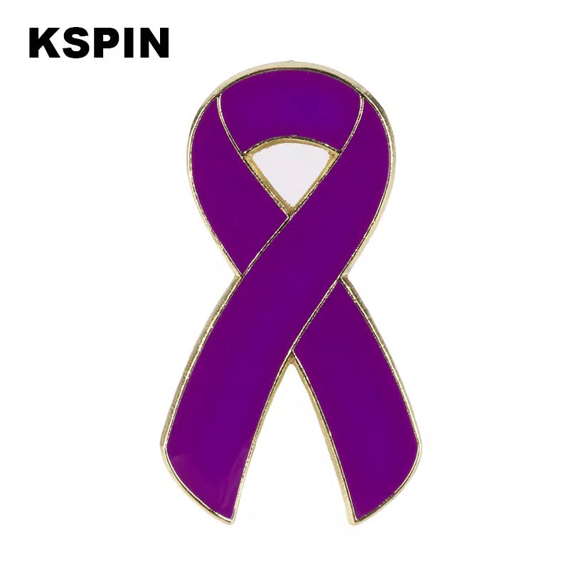 HELLP Syndrome Awareness Purple Ribbon Enamel Lapel Pin P-179B (E)