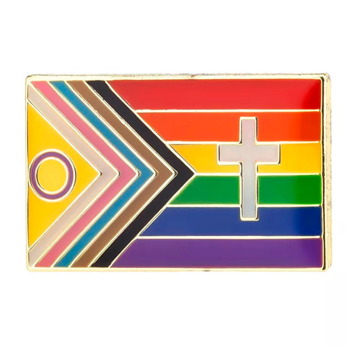LGBTQ Rainbow Flag Progress Flag with Cross Unity Lapel Pin FREE USA SHIPPING SHIPS FREE FROM USA P-182