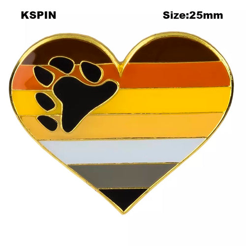 LGBTQ Bear Pride Rainbow Flag Heart Lapel Pin FREE USA SHIPPING SHIPS FREE FROM USA P-180C