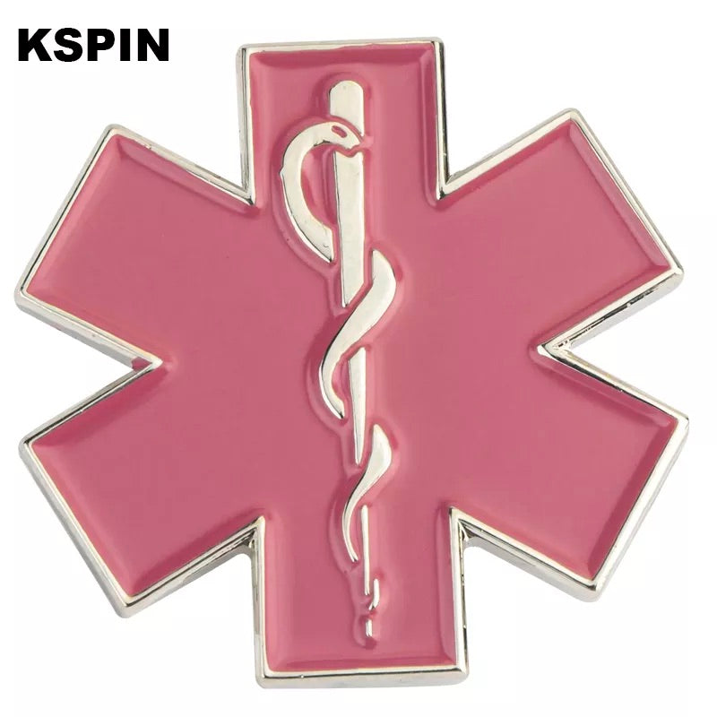 Pink Breast Cancer Awareness Star of Life EMT EMS PARAMEDIC lapel pin ...