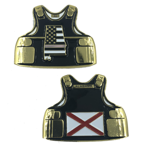 Alabama LEO Thin Gray Line Corrections Correctional Officer CO Body Armor State Flag Challenge Coins DL3-13 - www.ChallengeCoinCreations.com