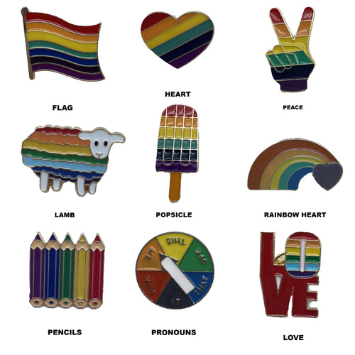 LGBTQ Enamel Lapel Pins Lesbian Gay Bisexual Transexual Transgender Queer Pride Week P-137/148