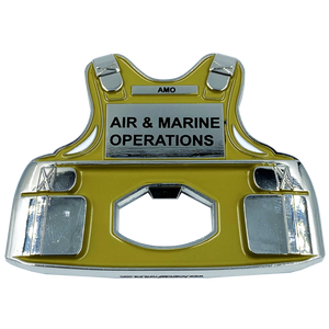 AMO Air and Marine CBP Bottle Opener Body Armor Ballistic Vest Challenge Coin Air & Marine Interdiction Agent EL2-014 - www.ChallengeCoinCreations.com