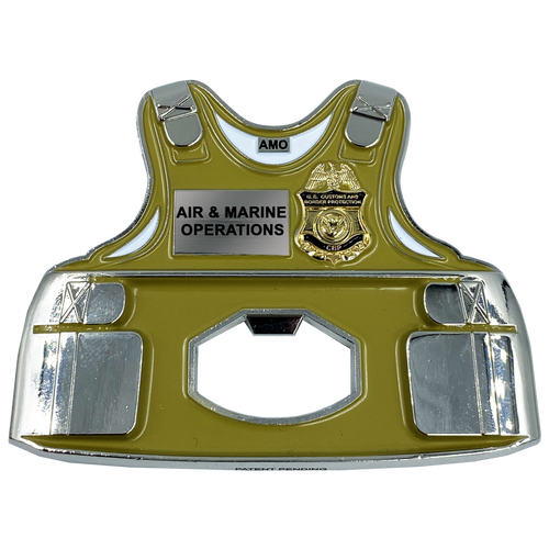 AMO Air and Marine CBP Bottle Opener Body Armor Ballistic Vest Challenge Coin Air & Marine Interdiction Agent EL2-014 - www.ChallengeCoinCreations.com