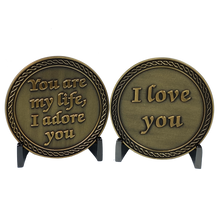 Load image into Gallery viewer, I Love You You are my Life, I Adore You Challenge Coin Valentine&#39;s Day Anniversary Gift Husband Wife Girlfriend Boyfriend men women DL8-07 - www.ChallengeCoinCreations.com