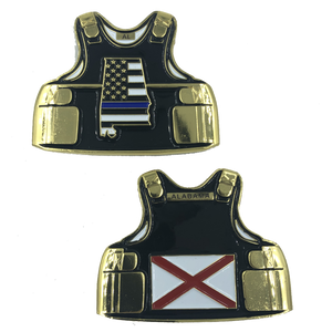 Alabama LEO Thin Blue Line Police Body Armor State Flag Challenge Coins D-002 - www.ChallengeCoinCreations.com