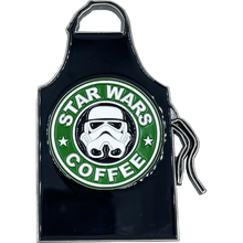 Load image into Gallery viewer, Starbucks Coffee Star Wars Mandalorian Parody Apron Challenge Coin Storm Trooper The Child Sign Language Challenge Coin BL15-004 - www.ChallengeCoinCreations.com