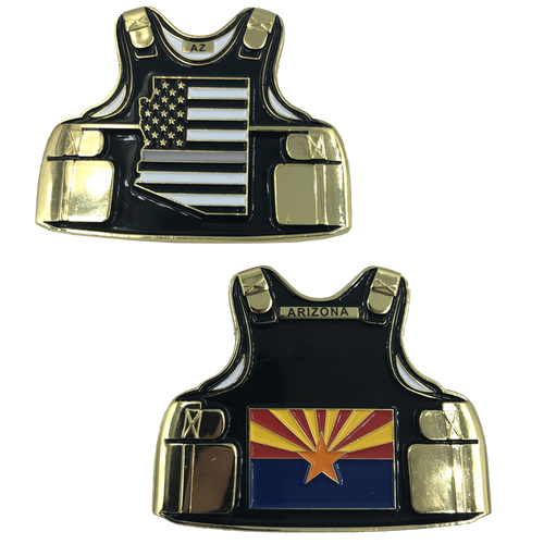 Thin Gray Line Correctional Officer Arizona Body Armor State Flag Challenge Coins Corrections CO B-001 - www.ChallengeCoinCreations.com