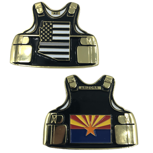 Thin Gray Line Correctional Officer Arizona Body Armor State Flag Challenge Coins Corrections CO B-001 - www.ChallengeCoinCreations.com