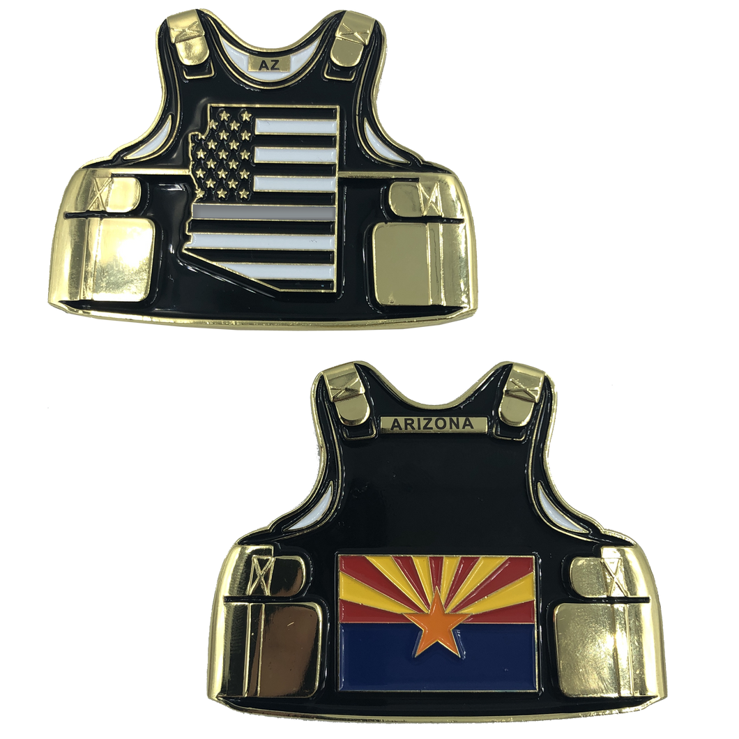 Thin Gray Line Correctional Officer Arizona Body Armor State Flag Challenge Coins Corrections CO B-001 - www.ChallengeCoinCreations.com