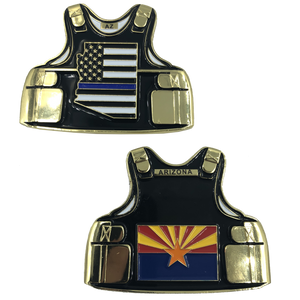 Arizona LEO Thin Blue Line Police Body Armor State Flag Challenge Coins D-004 - www.ChallengeCoinCreations.com