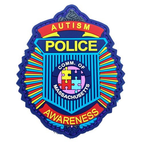 Massachusetts Clamshell Autism Awareness Month Officer Police Patch DL10-13 - www.ChallengeCoinCreations.com