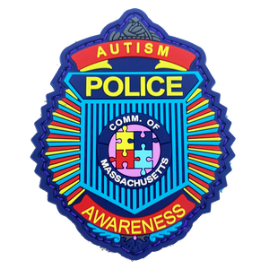 Massachusetts Clamshell Autism Awareness Month Officer Police Patch DL10-13 - www.ChallengeCoinCreations.com
