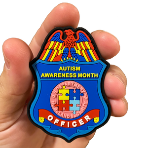 Autism Awareness Month Officer Police PVC Patch AutismPOPatch - www.ChallengeCoinCreations.com
