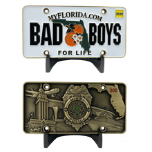 Load image into Gallery viewer, Bad Boys City of Miami Police Department inspired Florida License Plate Challenge Coin Will Smith Martin Lawrence CL7-13 - www.ChallengeCoinCreations.com