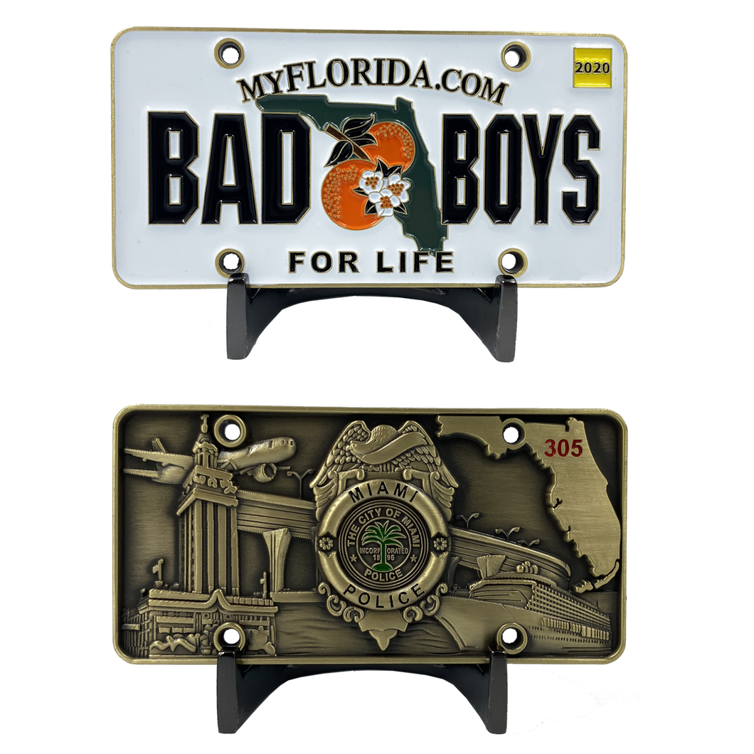 Bad Boys City of Miami Police Department inspired Florida License Plate Challenge Coin Will Smith Martin Lawrence CL7-13 - www.ChallengeCoinCreations.com
