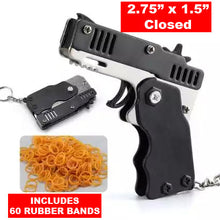 Load image into Gallery viewer, Rubber Band Gun Mini Metal Folding with Keychain and Rubber Band Shooting Game for Adults and Kids FREE USA SHIPPING SHIPS FROM USA