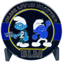 Load image into Gallery viewer, Blue Lives Matter Thin Blue Line Challenge Coin Police LEO 1st Responder Super Hero DL4-13 - www.ChallengeCoinCreations.com