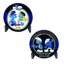 Load image into Gallery viewer, Blue Lives Matter Thin Blue Line Challenge Coin Police LEO 1st Responder Super Hero DL4-13 - www.ChallengeCoinCreations.com
