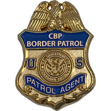 Load image into Gallery viewer, 24KT Gold plated CBP Agent pin with dual pin posts blue enamel PBX-001-B P-101A
