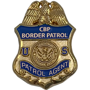 24KT Gold plated CBP Agent pin with dual pin posts blue enamel PBX-001-B P-101A