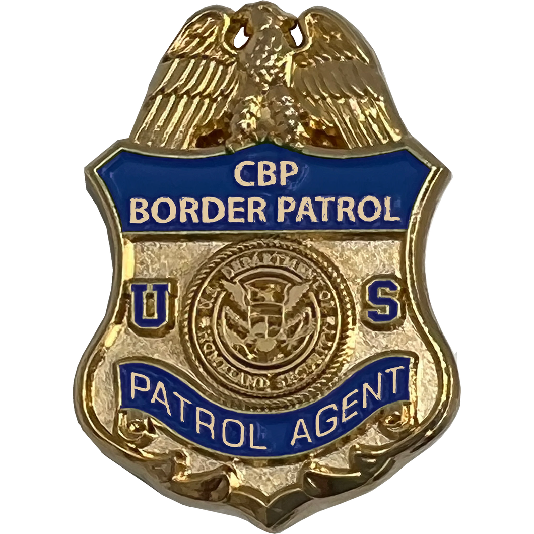 24KT Gold plated CBP Agent pin with dual pin posts blue enamel PBX-001-B P-101A
