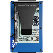 Load image into Gallery viewer, Blue Wallet Money Clip RFID Blocking Front Pocket Wallet Premium Minimalist Aluminum Slim Credit Card and Business Card Holder Wallet W-C03 - www.ChallengeCoinCreations.com