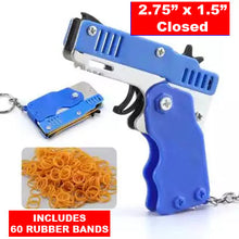 Load image into Gallery viewer, Rubber Band Gun Mini Metal Folding with Keychain and Rubber Band Shooting Game for Adults and Kids FREE USA SHIPPING SHIPS FROM USA