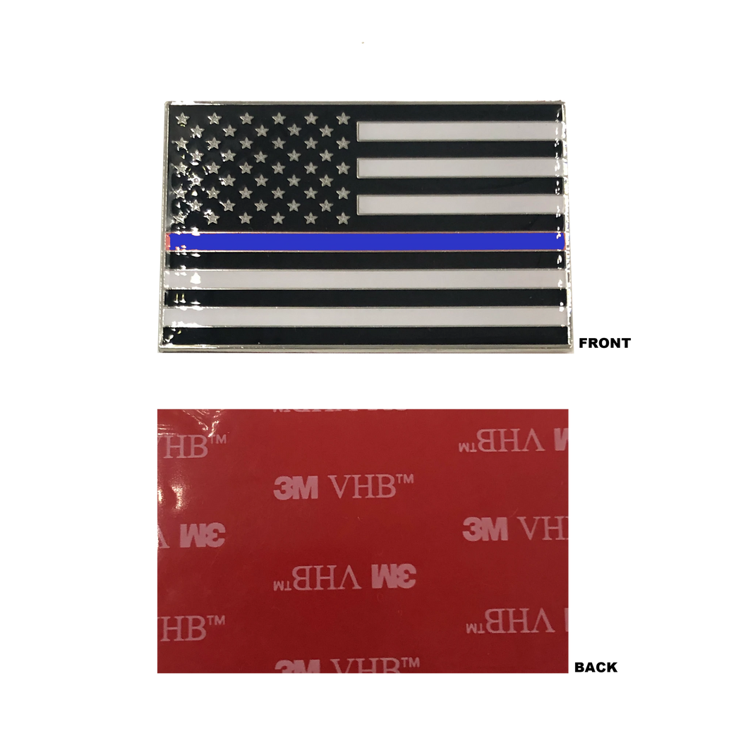 Thin Blue Line US Flag Vehicle Emblem high-end metal decal with 3M VHB Tape Police CBP LEO DL9-03