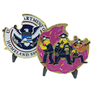 Police Task Force Simpsons inspired Donut Challenge Coin NYPD CBP FBI Task Force BLUE A-010 - www.ChallengeCoinCreations.com