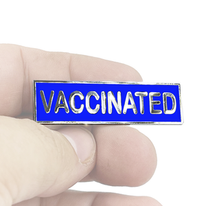 VACCINATED BLUE Commendation Bar Pin Pandemic Operation Warp Speed Police First Responder Nurse Doctor EMT Fire Fighter Military EL8-010 - www.ChallengeCoinCreations.com
