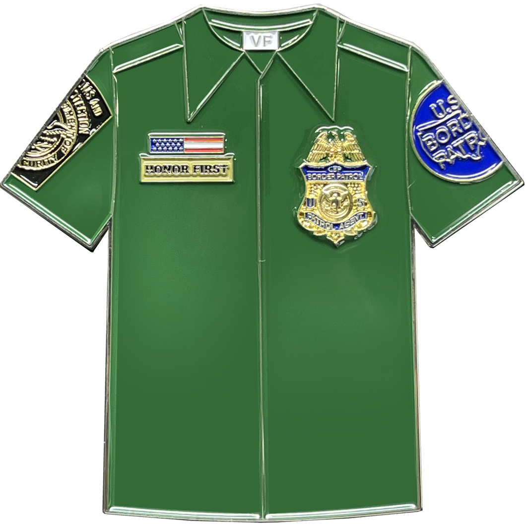 CBP Border Patrol Agent BPA Uniform Shirt Thin Green Line Flag Challenge Coin BL9-014 - www.ChallengeCoinCreations.com