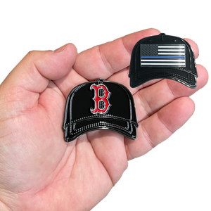 Boston Police Department Red Sox Hat Thin Blue Line Challenge Coin Police BPD EL2-020 - www.ChallengeCoinCreations.com