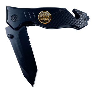 Border Patrol collectible BPA 3-in-1 Police Tactical Rescue Knife with Seatbelt Cutter, Steel Serrated Blade, Glass Breaker Patrol Agent CBP - www.ChallengeCoinCreations.com