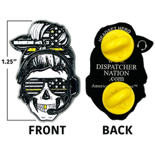 Load image into Gallery viewer, Headset Hero Thin Gold Line Line pin American flag yellow 911 Emergency Dispatcher Trucker pins EL13-021 P-185B