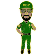 Load image into Gallery viewer, H-020 CBP Border Patrol Agent BPA Bobblehead Pin Honor First Thin Green Line - www.ChallengeCoinCreations.com