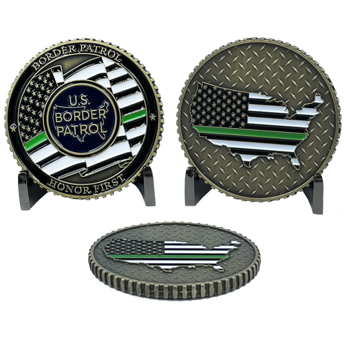Border Patrol Honor First CBP Challenge Coin BPA Patrol Agent thin green line police EL4-020 - www.ChallengeCoinCreations.com