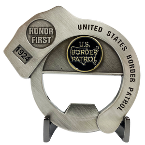 Border Patrol Handcuff Challenge Coin Cuff Bottle Opener Thin Green Line BP Agent CL7-18 - www.ChallengeCoinCreations.com