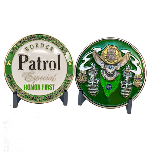 Border Patrol Especial Thin Green Line Challenge Coin CBP Modelo Parody We Don't Need Masks DL1-10 - www.ChallengeCoinCreations.com