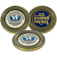 Load image into Gallery viewer, CBP Border Patrol Agent BP Agent Spinner Challenge Coin Honor First Thin Green Line BL16-007 - www.ChallengeCoinCreations.com