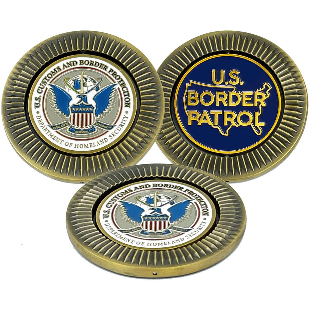 CBP Border Patrol Agent BP Agent Spinner Challenge Coin Honor First Thin Green Line BL16-007 - www.ChallengeCoinCreations.com