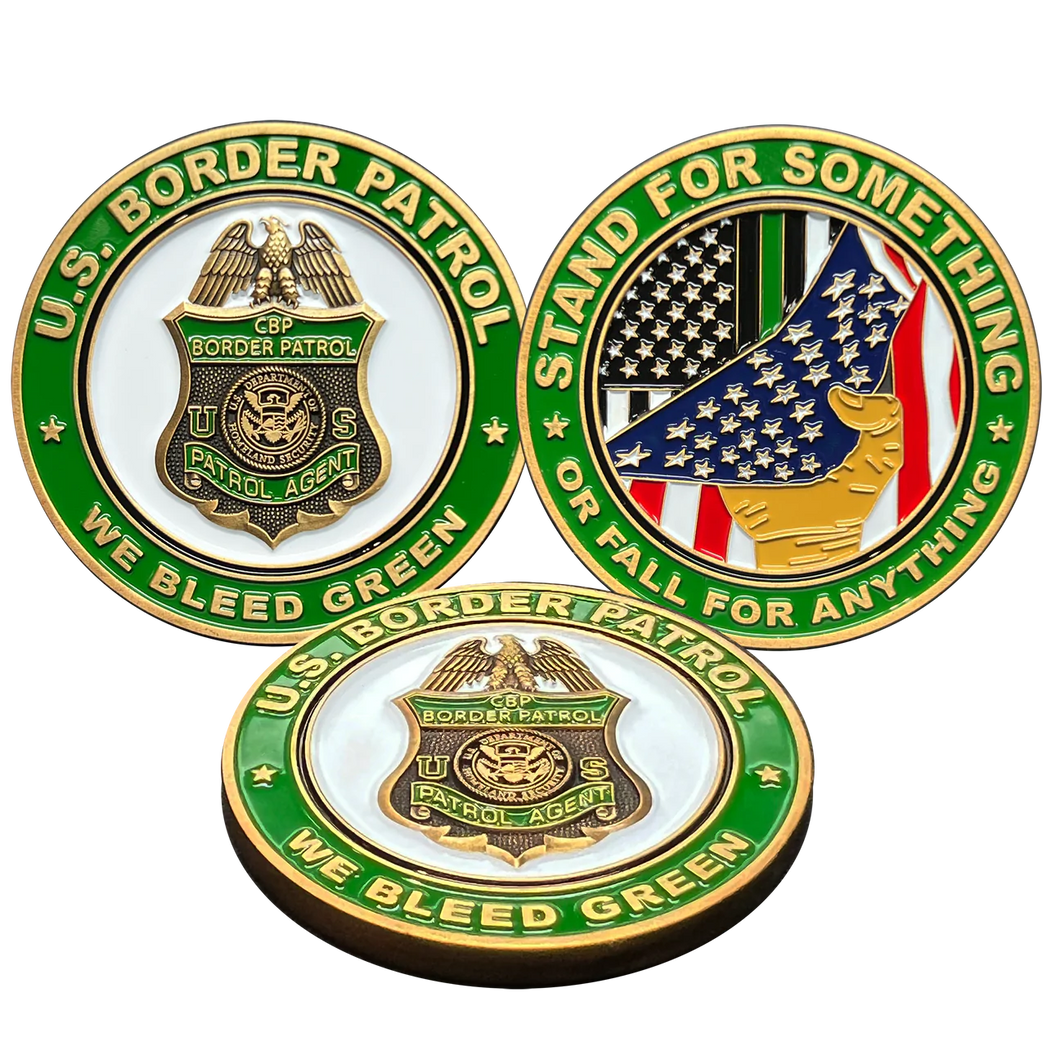 Border Patrol Agent Thin Green Line Challenge Coin Bleed Green EL12-008
