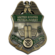 Load image into Gallery viewer, U.S. Border Patrol CBP BPA Agent September 11th 9/11 Commemorative 20th Anniversary Memorial Shield Honor First CL12-07 - www.ChallengeCoinCreations.com