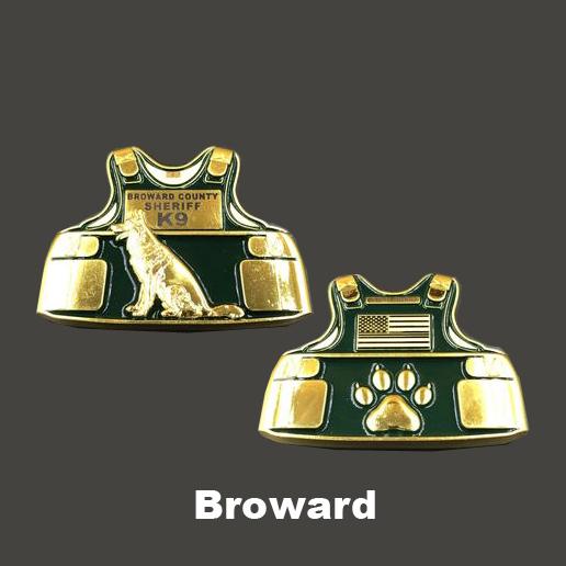 Broward County Sheriff K9 Police Body Armor Challenge Coin Canine Deputy F-003 - www.ChallengeCoinCreations.com