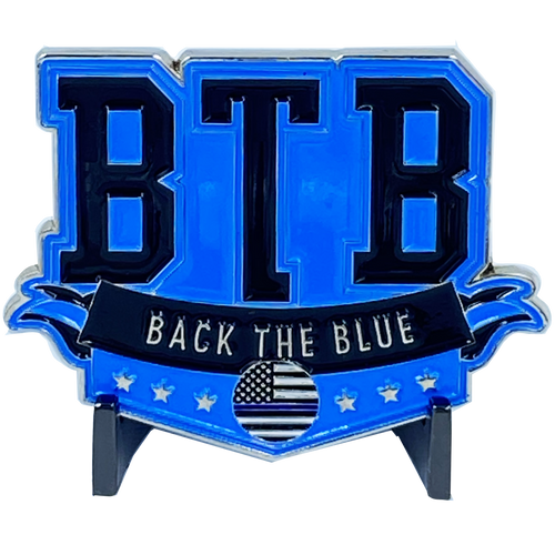 Back the Blue Thin Blue Line Police Officer Challenge Coin Back the Badge BTB DL6-13 - www.ChallengeCoinCreations.com