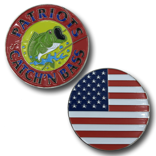 Largemouth Bass Fishing Angler Challenge Coin Patriots Catch'n Bass G-022 - www.ChallengeCoinCreations.com
